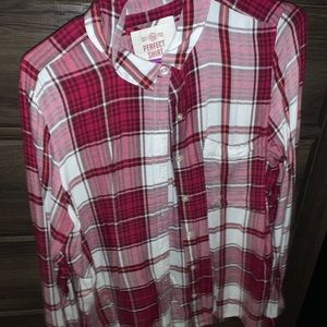 pink and white flannel